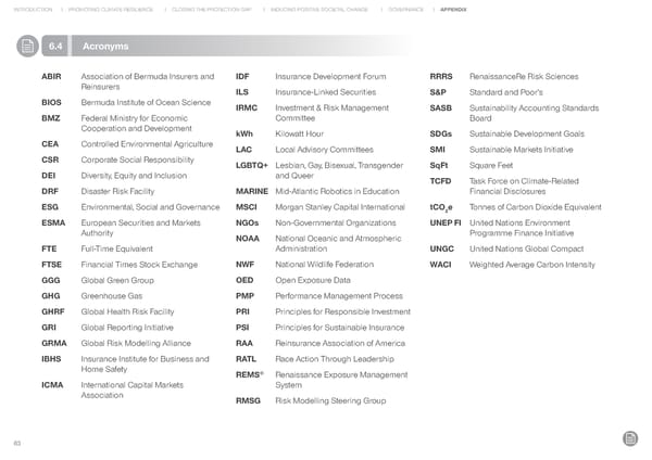 RenaissanceRe Sustainability Report 2022 - Page 64